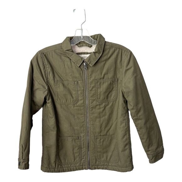Hanna Andersson Jacket Boys Size 8 Canvas Utility Olive Green Full Zip Youth - Picture 1 of 13